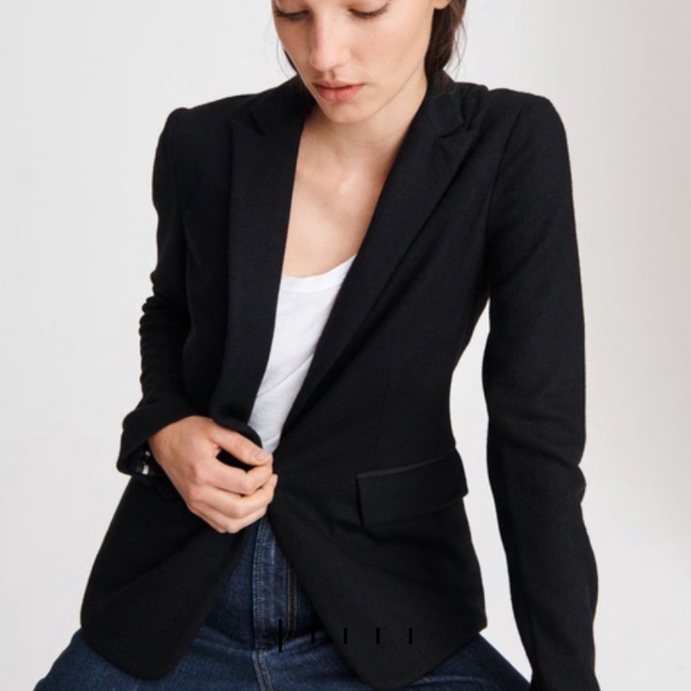 Rag & Bone Black Lexington Tailored Wool Blazer Jacket